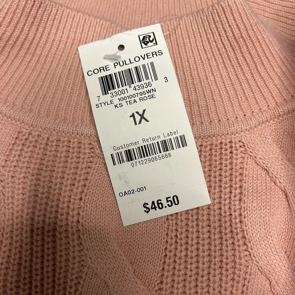 Karen Scott Plus Size Cable-Knit Mock Neck Sweaters Bundle 2 NWT rose/ orchid 1X